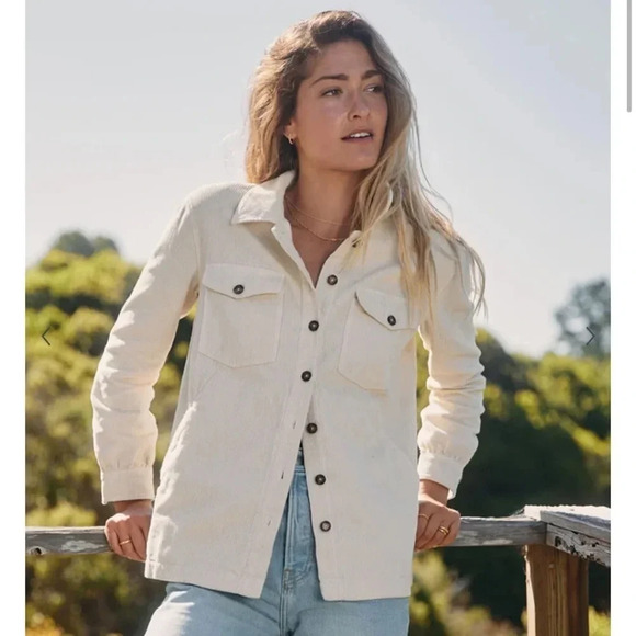 Marine Layer | Jemma Cord Overshirt in Ivory, Size XS - Picture 1 of 6